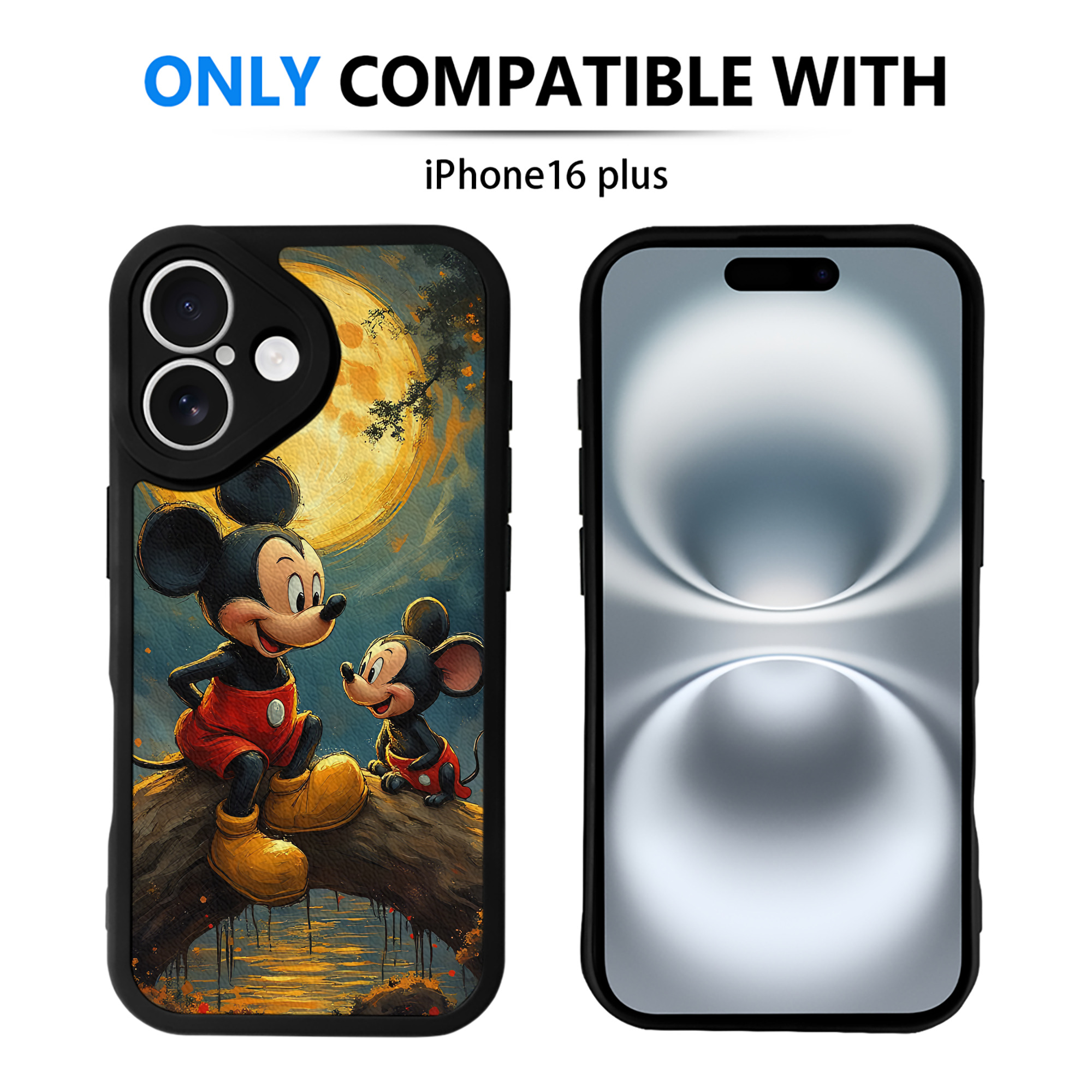 （画像用） ミッキーマウス Mickey Mouse 【iPhone 16シリーズ対応】シリコンスマホケース（レザー調） 材質：シリコン